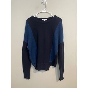 Duffy Blue Mixed Knit Wool Yak Cashmere Blend Sweater Size Large Quiet Luxury